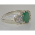 thumbnail image 4 of LBG 14k White Gold Natural Emerald and Diamond Womens Cluster Ring (0.36 cttw, H-I Color, I2-I3 Clarity), 4 of 5