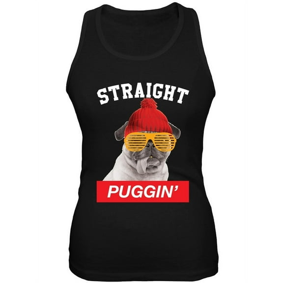 Straight Puggin' Black Soft Juniors Tank Top - Small