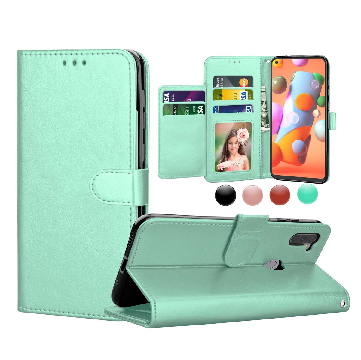 Galaxy A11 Wallet Case, Galaxy A11 US 6.4" PU Leather Cases, Njjex
