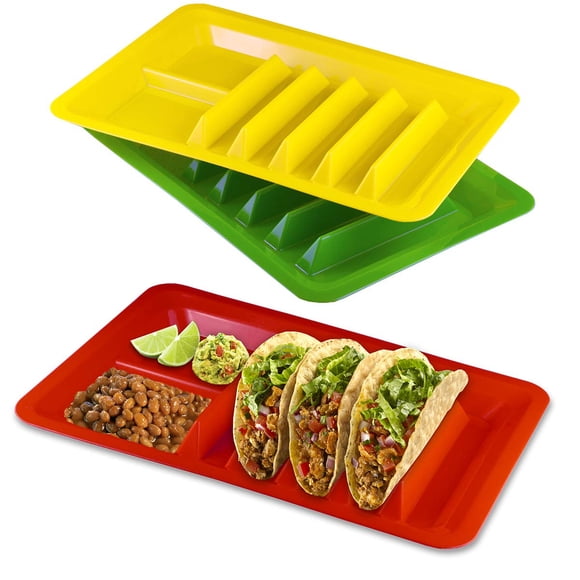 BNYD Paquete de 3 platos para tacos coloridos (colores surtidos)