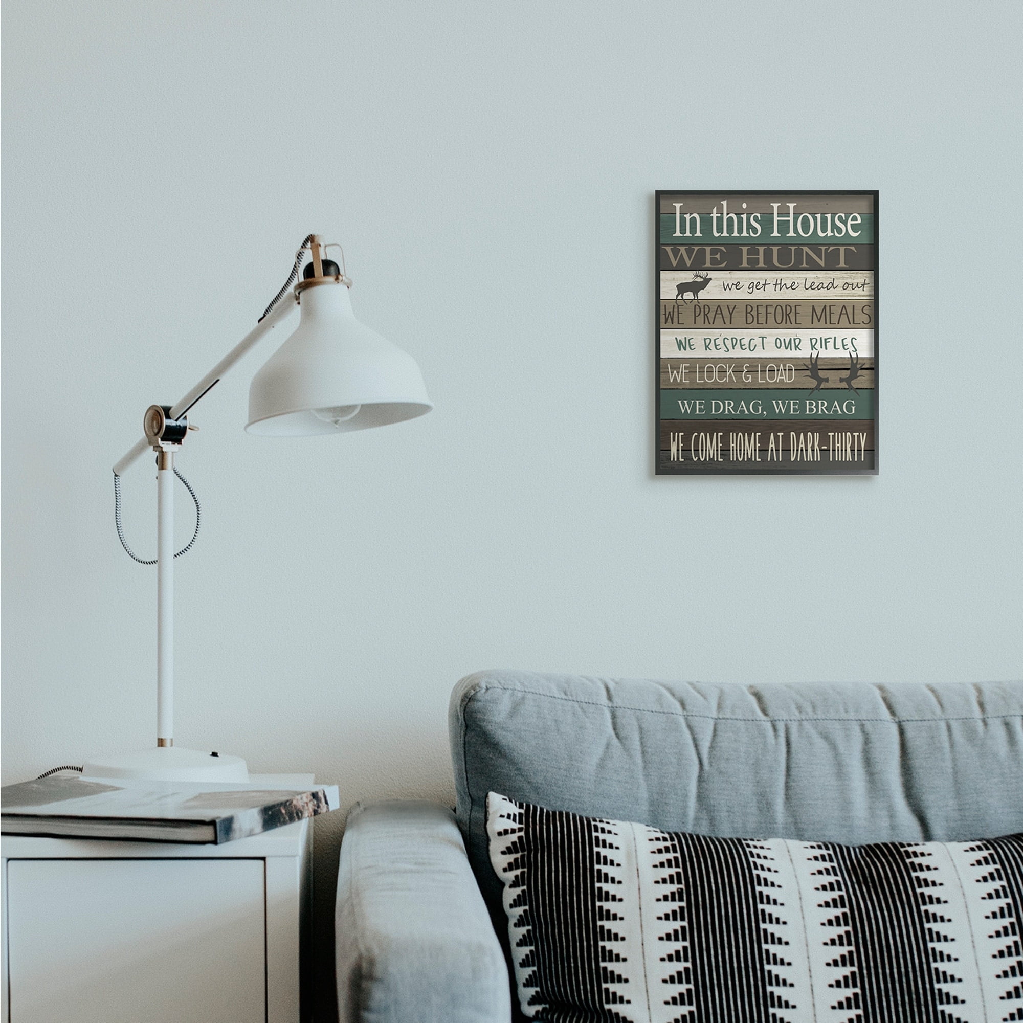 Stupell Industries Rustic Family House Rules Green Brown Tan Gray Framed by Kim Allen