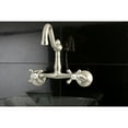 thumbnail image 2 of Kingston Brass KS3228AX Vintage 6" Adjustable Center Wall Mount Kitchen Faucet, Brushed Nickel, 2 of 5