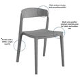 thumbnail image 5 of COSCO Outdoor/Indoor Stacking Resin Chair with Ribbon Back, 2-Pack, Gray, 5 of 13
