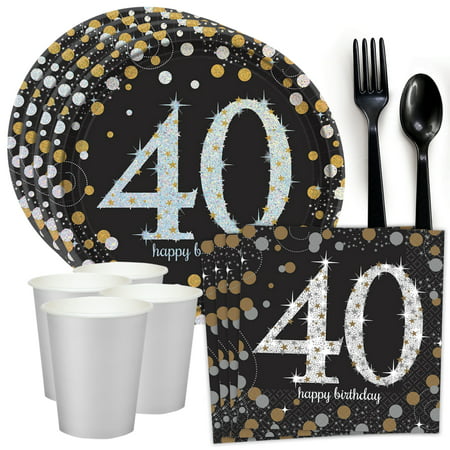 Sparkling Celebration 40th Birthday Standard Tableware Kit (Serves 8)