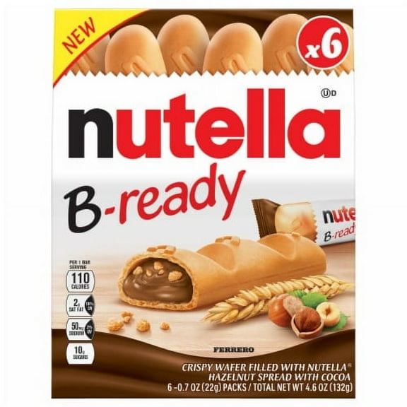 Nutella B-ready Hazelnut Spread With Cocoa Individually Wrapped Snack Bars Snack Bar Pack