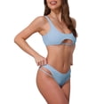 thumbnail image 4 of Conjuntos de bikini de corte racerback con recortes INSPIRE CHIC para mujer, 2 piezas, parte superior de cuello redondo y parte inferior triangular, trajes de baño pequeños en azul claro, 4 of 5