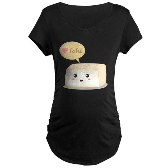 CafePress - Kawaii Tofu Asking People T Maternity Dark T Shirt - Maternity Dark T-Shirt