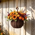 thumbnail image 4 of Leodye 1PCS Imitation Rattan Hanging Basket Dual Purpose Flower Planter and Fruit Vegetable Storage Organizer for Farmhouse Living Room Corridor Decor -6.89x5.51x4.33in, 4 of 6