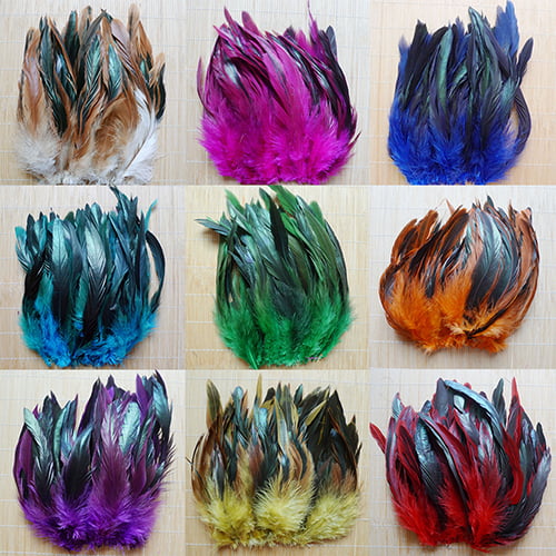 10PCS/Pack Rooster Tail Feathers Bulk Natural 12-14Inch 30-35cm for  Crafting Wedding Fly Tying Feather Party Performances DIY Decoration  Rooster Tail Feather