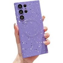 for Samsung Galaxy S22 Ultra Case Magnetic Polka Dot Art S22 Ultra Case with Camera Lens Protector Galaxy S22 Ultra Case Soft Silicone Shockproof Cute for Women 6.8” (Purple)