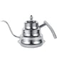 thumbnail image 1 of Cafetera de acero inoxidable con cuello de cisne y diseño de juntas de bambú, cafetera de goteo para infusión (plateada), 1 of 5