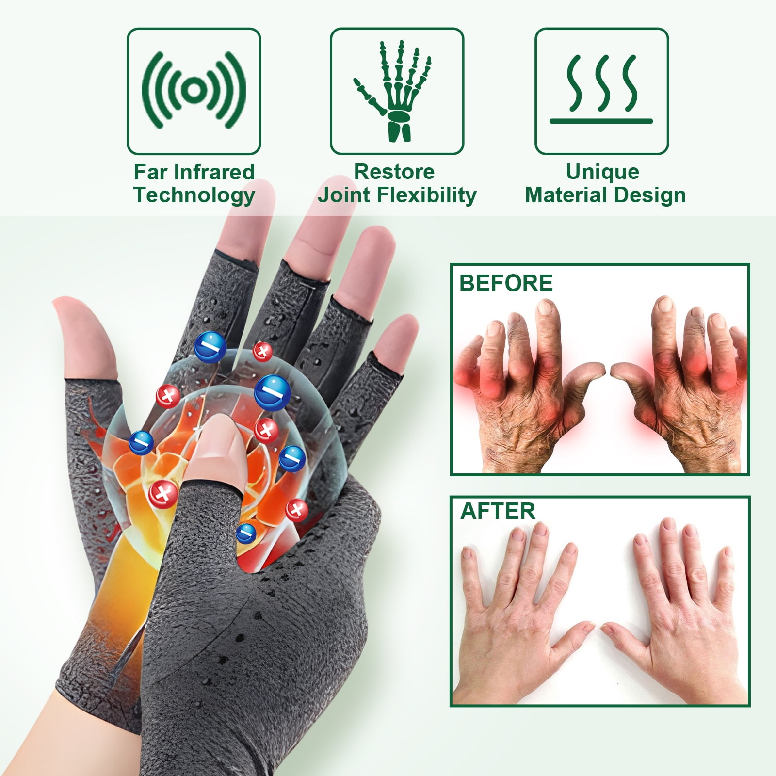 Alvantor Arthritis Gloves for Carpal Tunnel Pain Relief, Gray, 1 Pair - Men & Women