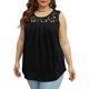 thumbnail image 3 of Camisetas de Tirantes de Verano para Mujer, Corte Holgado, Túnicas Plisadas, Escote Redondo, Sin Mangas, Encaje, Dobladillo Curvo, Fluidas. Negro XL, 3 of 6