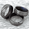 thumbnail image 3 of Damascus Steel Wedding Band Ring for Men Black Tungsten Carbide Dyed Purple Blue Box Elder Wood Burl, 3 of 3