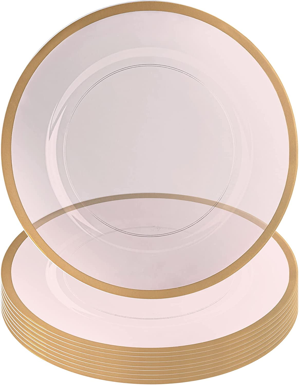 13" In Charger Plates, 8 Pack, Blue Gold Rim, Disposable Heavy Duty