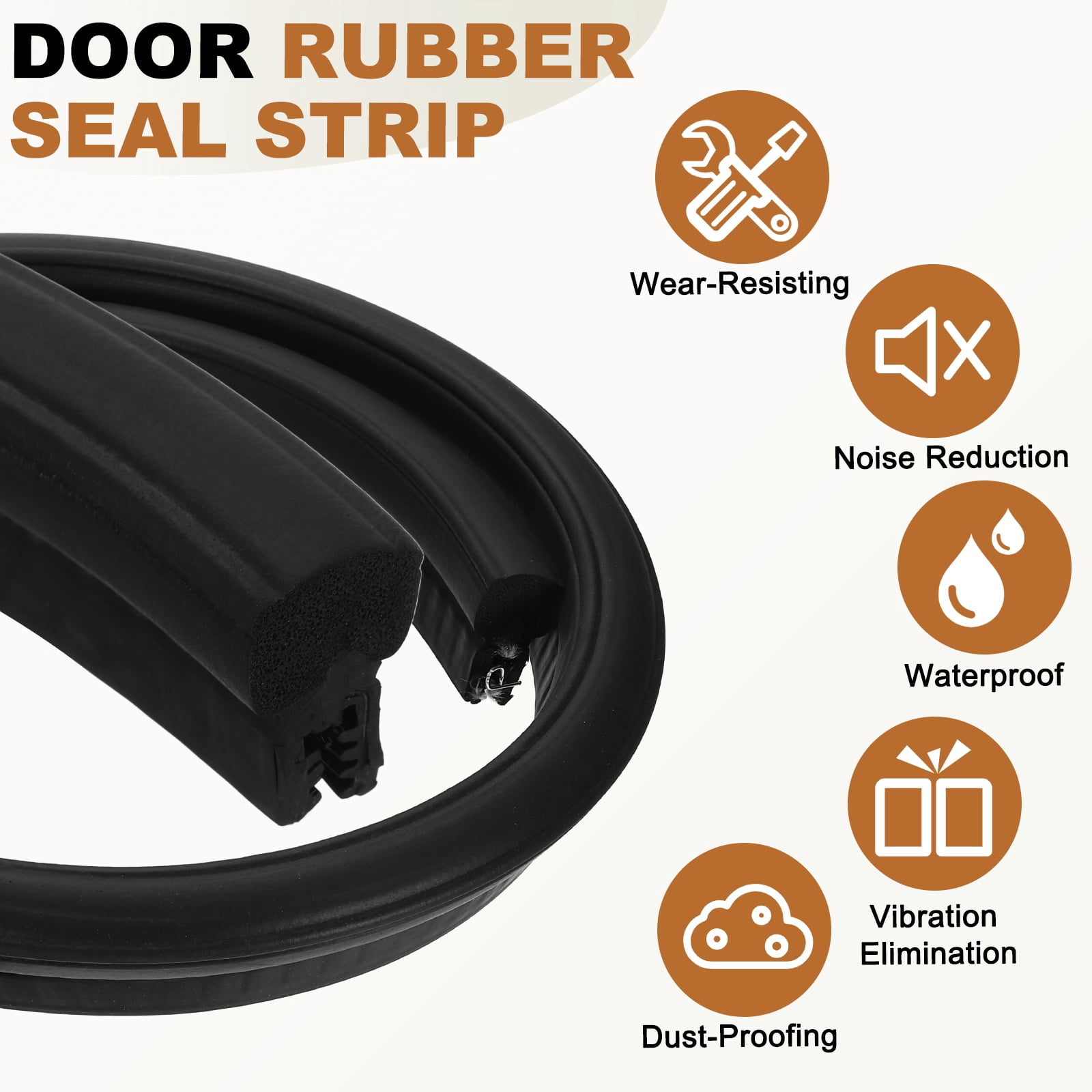 Door Weather Stripping 3.2FT, 17mm W x 29mm H EPDM Car Door Rubber Edge Trim Seal Strip Gasket with Top Bulb Fit 3mm to 5mm Edge for Electrical Cabinet Cars Boat RVs Truck, Black