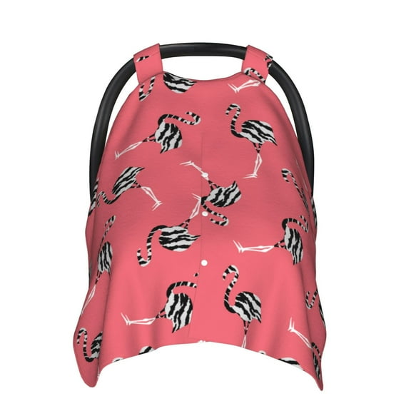 Car Seat Cover Baby - flamingo zebra print pink Breathable Infant Car Seat Cover for Baby Carseat, Lightweight Comfort Baby Essentials Must Haves Newborn Stuff for Girl Boy