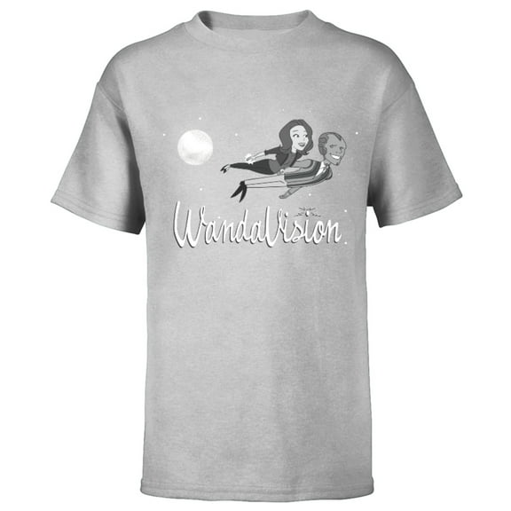 Marvel WandaVision Wanda and Vision 60s Moonlight Flight - Short Sleeve T-Shirt for Kids – Customized-Athletic Heather