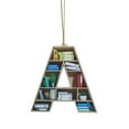 thumbnail image 1 of Book Lovers Heart Shaped Bookshelf Pendant Acrylic Ornament Holiday Hats, 1 of 7