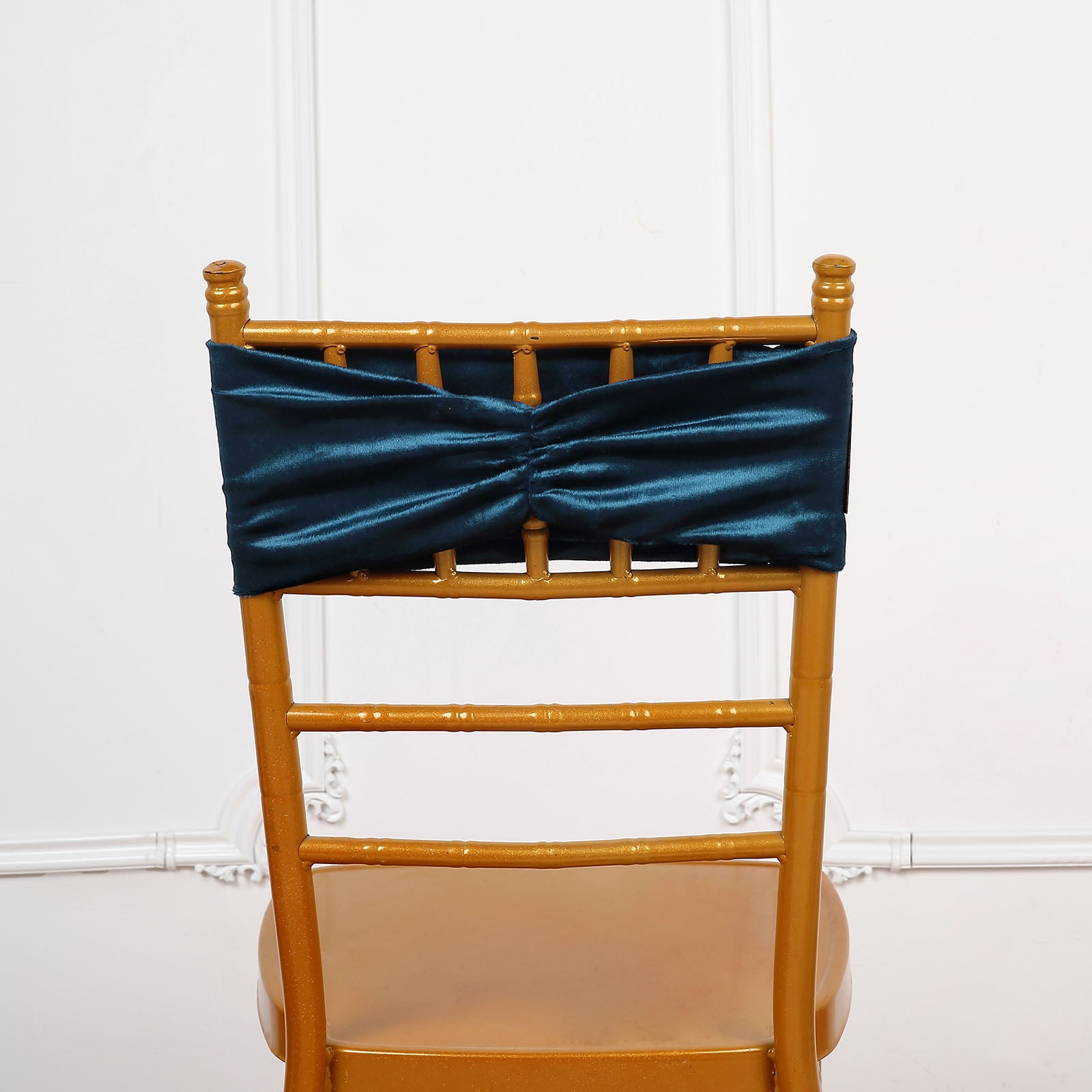 BalsaCircle 5 Navy Blue Velvet Ruffled Stretch Chair Sashes Wedding ...