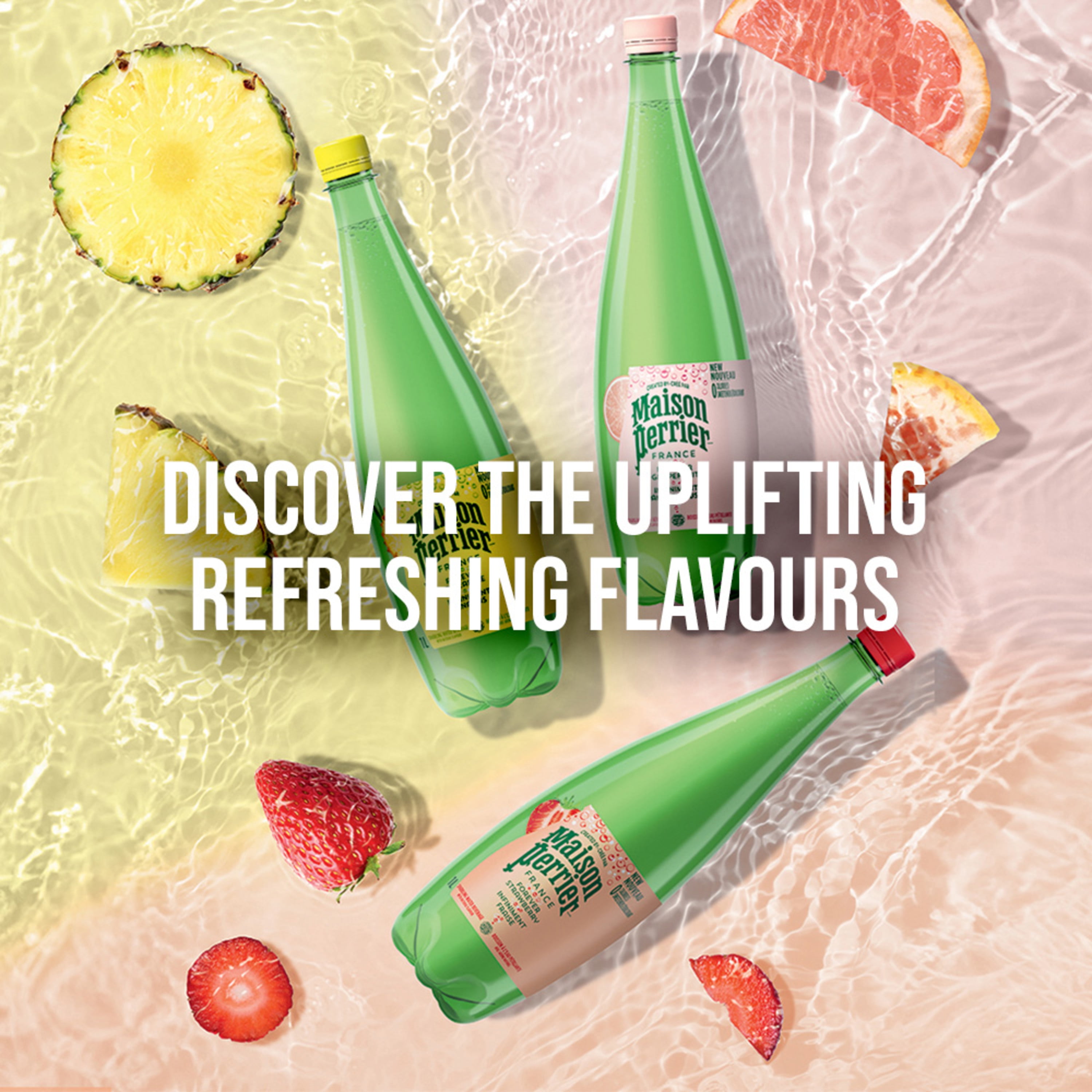 Maison Perrier Forever Pineapple, Sparkling Water Beverage, Natural Pineapple Flavour, No Calories, No Sweeteners, No Sodium, Sourced & Bottled In France, 1 L
