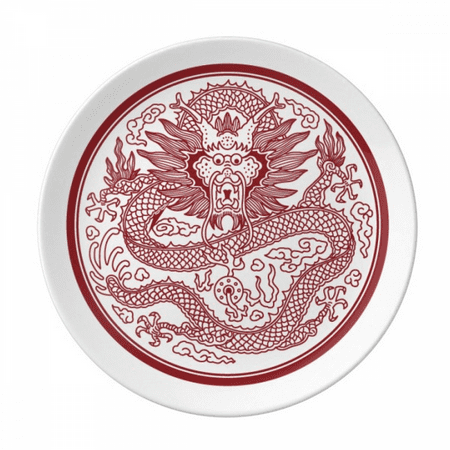 

Chinese Dragon Animal Circle Portrait Plate Decorative Porcelain Salver Tableware Dinner Dish
