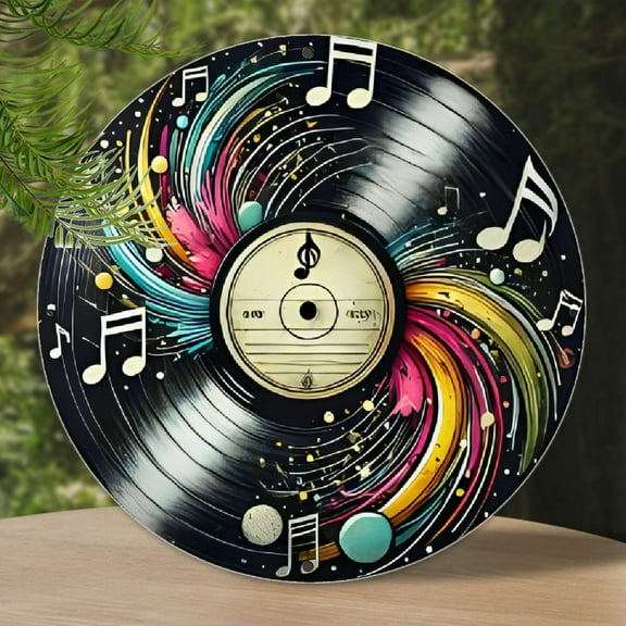 7.8x7.8" Metal Vintage Record Sign - Perfect for Home, Room, Farmhouse Decor and Ideal Gift for Friends, Family, and Music Lovers