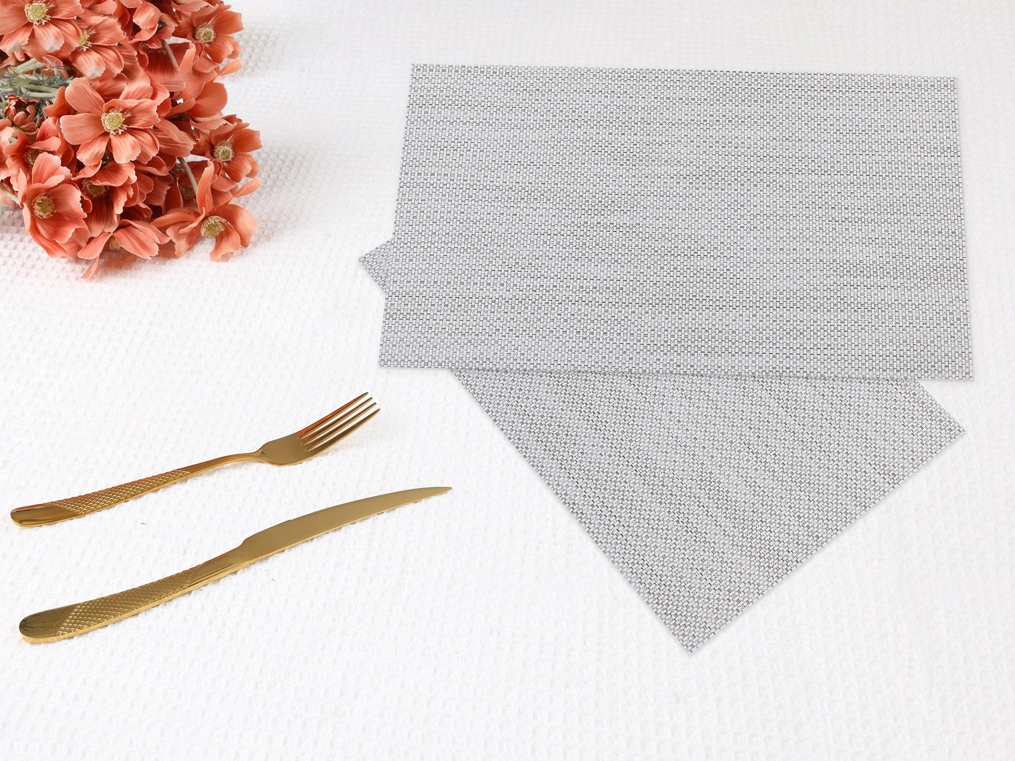 Unique Bargains Set of 6 Polyvinyl Chloride Solid Placemats Beige 18*12in