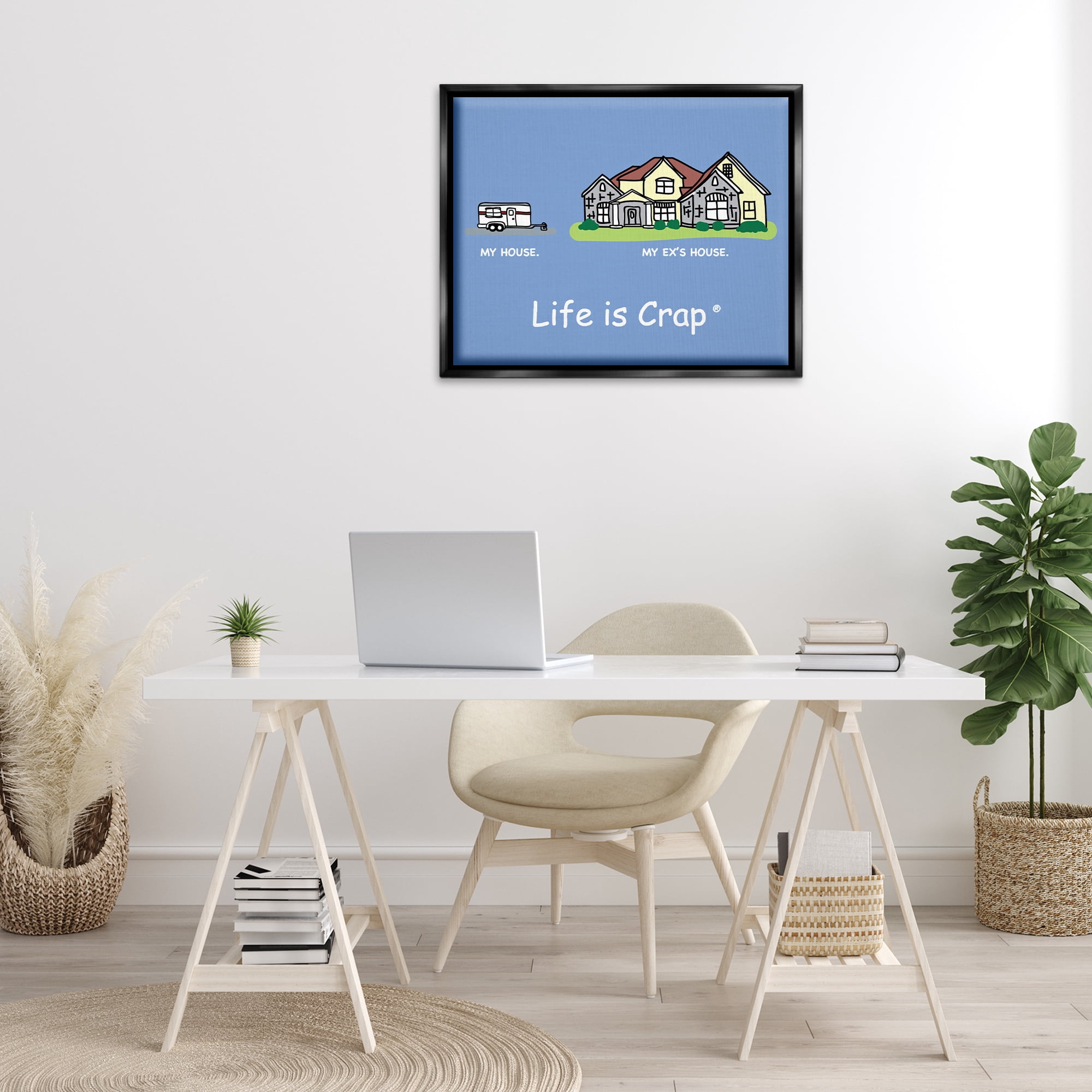 Stupell Industries Funny My House Novelty & Humor Painting Black Floater Framed Canvas Art Print Wall Art, 31 x 25