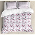 thumbnail image 1 of Alchemy Duvet Cover Set Queen Size, Repetitive Pattern with Irregular Doodle Elixir of Love, Decorative 3 Piece Bedding Set with 2 Pillow Shams, Pale Maroon Dark Pink Baby Blue, by Ambesonne, 1 of 3
