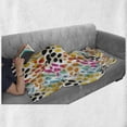 thumbnail image 5 of Colorful Soft Flannel Fleece Blanket, Illustration of Vibrant Animal Skin Print Modern Blemishes and Stripes, Cozy Plush for Indoor and Outdoor Use, 70" x 90", Grey Yellow Multicolor, by Ambesonne, 5 of 5