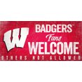 thumbnail image 1 of Wisconsin Badgers Wood Sign Fans Welcome 12x6, 1 of 1