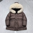 thumbnail image 5 of Favoffer Girls' Winter Coat Insulated Long Quilted Puffer Jacket Warm Button-Down Hooded Parka Snow Coats Outerwear 2-14Y, 5 of 6