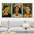 thumbnail image 2 of IDEA4WALL Framed Canvas Print Wall Art Set of 3 Floral Self Portraits by Frida Khalo Retro Art Vintage Nature & Humanities Artwork Colorful Vivid Art Prints for Home Decor - Natural 16"x24"x3, 2 of 5