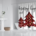 thumbnail image 3 of Rideaux de Douche Arbre de Noël Rouge, Rideau Réutilisable avec Crochets en Tissu Polyester Vintage pour Salle de Bain Baignoire Vacances d'Automne, 3 of 5