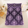 thumbnail image 5 of Homewish Gothic Skull Damask Bed Sheets,Halloween Full Size Sheets,Purple,4-Piece,1 Flat Sheet, 1 Fitted Sheet and 2 Pillowcases, 5 of 6