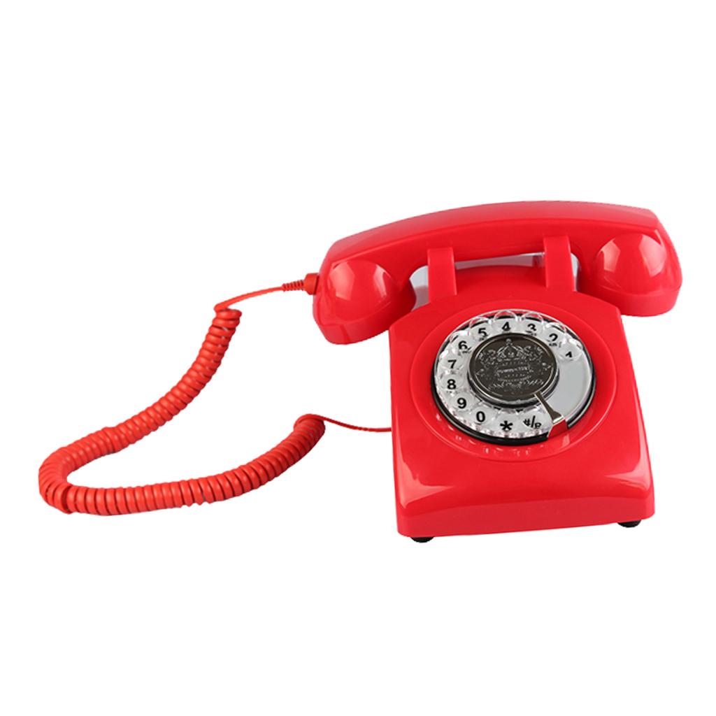 Retro Rotary Dial Home Phones Corded Telephone Vintage Landline Phone blue  and red - Walmart.com
