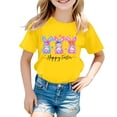 thumbnail image 4 of MUXiin Kids Easter Shirt Girls Cute Graphic Short Sleeve Tee for Toddler Comfortable Easter Day Blouse Tops Clothes for Girls Easter Gifts for Kids(Yellow,5-6 Years), 4 of 5