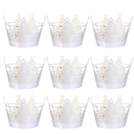 

paper cake cup 50PCS Christmas Paper Cupcake Wrappers Cups Hollow Small Cake Molds Muffin Liners for Dessert Party