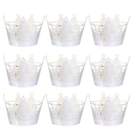 

paper cake cup 50PCS Christmas Paper Cupcake Wrappers Cups Hollow Small Cake Molds Muffin Liners for Dessert Party