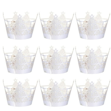 

paper cake cup 50PCS Christmas Paper Cupcake Wrappers Cups Hollow Small Cake Molds Muffin Liners for Dessert Party