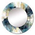 thumbnail image 3 of Designart "Abstracted Realities Gold Blue Composition" Abstract Shapes Rund Mirror For Wall Decor - Large Gold Round Printed Mirror - Modern Round Mirror 23" x 23" Inch, 3 of 6