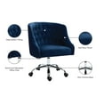 thumbnail image 2 of Meridian Furniture Arden Swivel Adjustable Navy Velvet and Chrome Office Chair, 2 of 12
