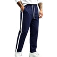 thumbnail image 2 of YABCSAZ Mens Color Block Stripe Sweatpants Drawstring Elastic Waist Straight Leg Wide Leg Casual Lounge Pants Cotton Blend Open Bottom Athletic Track Pants Trousers, 2 of 5