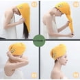 thumbnail image 4 of Toalla trenzada de secado rápido para cabello húmedo y seco, gorro absorbente de toalla de secado rápido (gris) oso de fresa Electrónica, 4 of 5