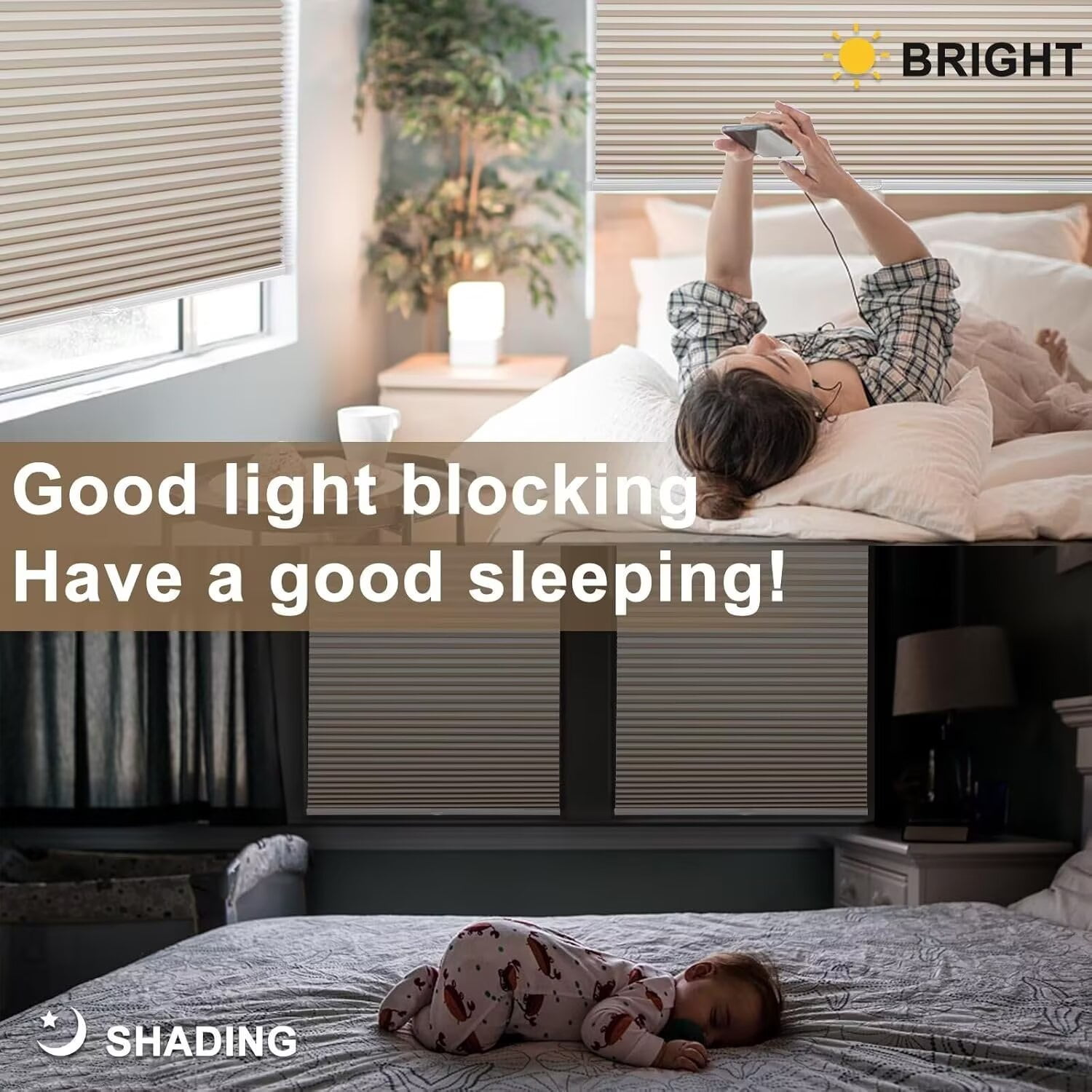 MYshade Cordless Beige-29"W*72"H Blackout Cellular Shades 1.5 inch Honeycomb Blinds for Indoor Windows Insulated Noise Reducing Window Shades & Blinds for Home