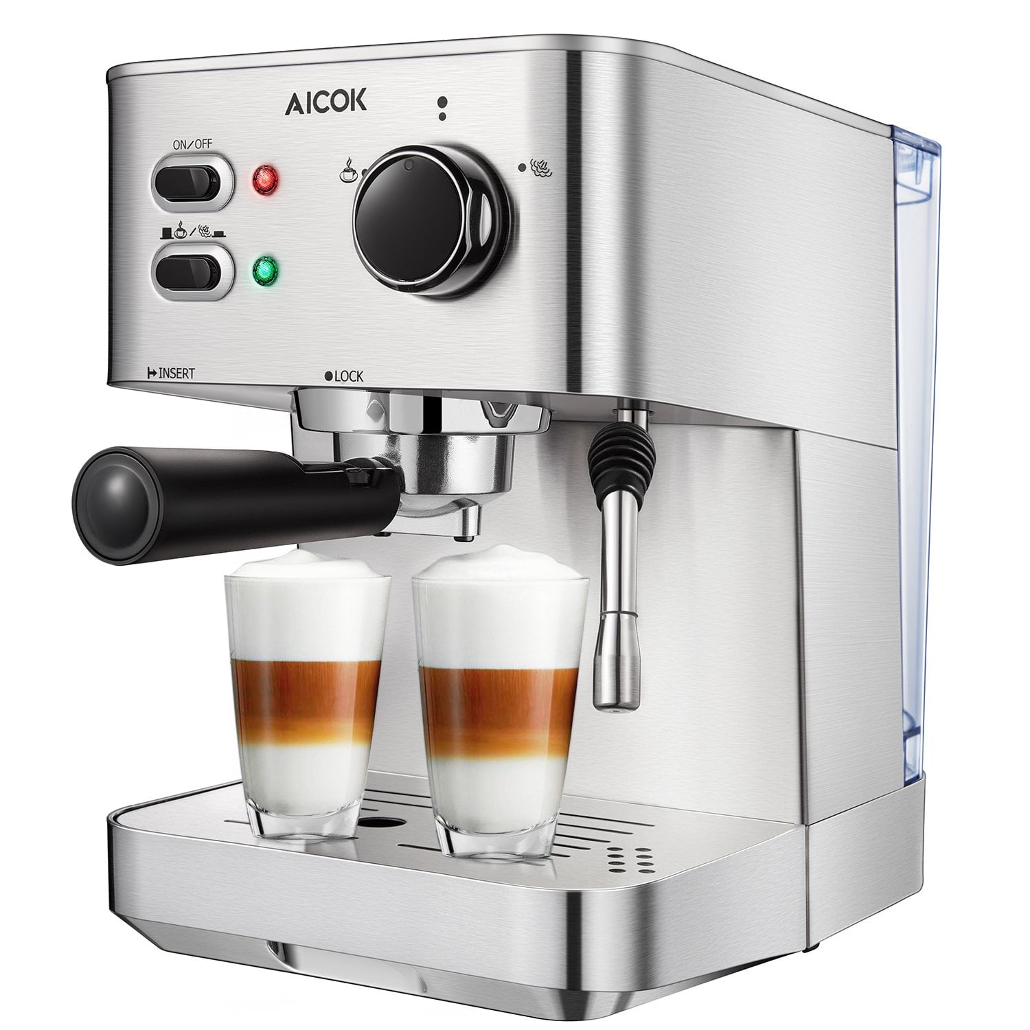 AICOK CM4682 Espresso Machine Cappuccino and Latte Coffee Maker, 15 Bar  With Milk Frother