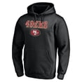 thumbnail image 2 of Men's Black San Francisco 49ers Logo Team Lockup Fitted Pullover Hoodie, 2 of 3