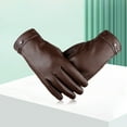 thumbnail image 2 of TISHITA Men Winter Warm Gloves With Wool Lining Leather Touchscreen Snap Closure Cycling Brown, 2 of 6