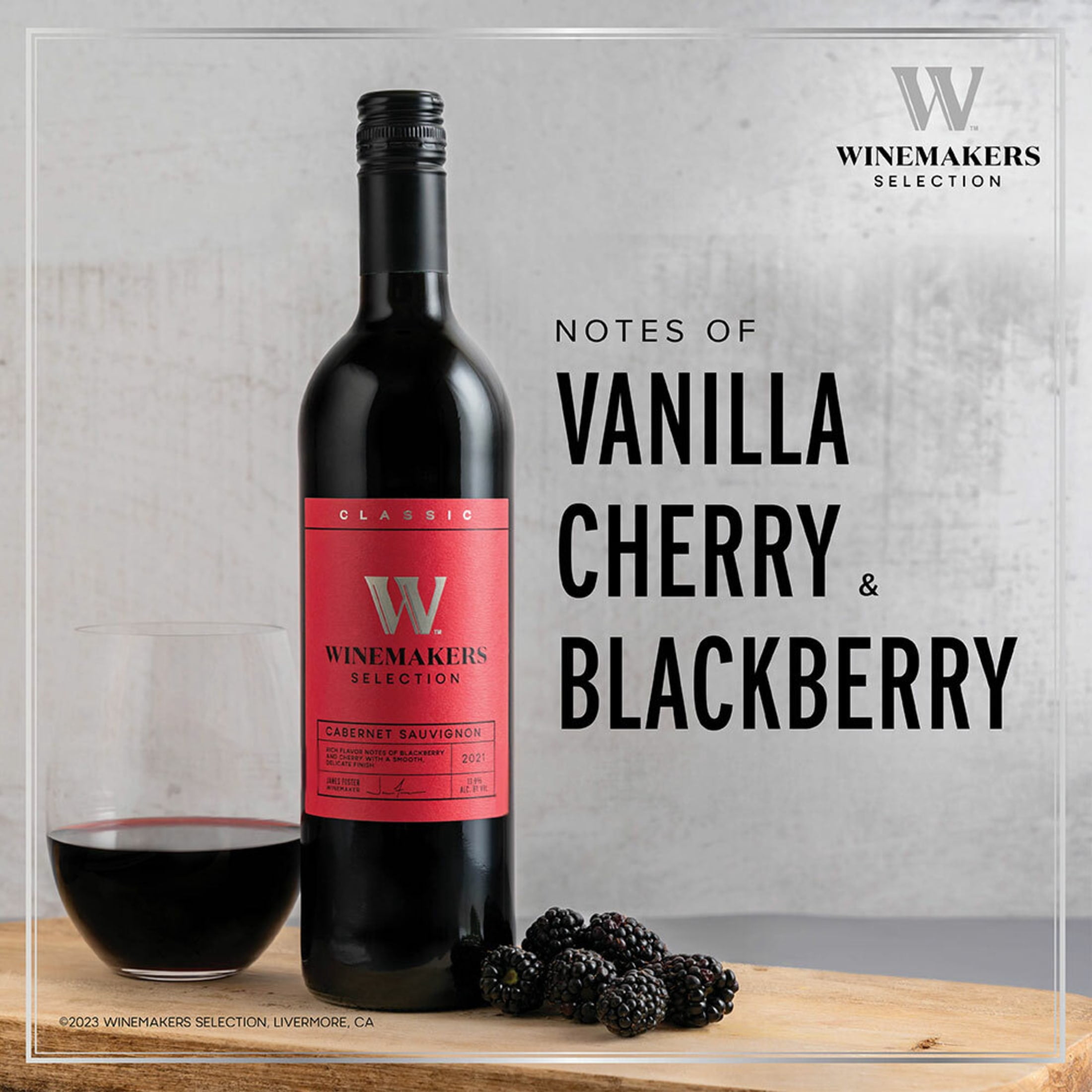 Winemakers Selection Cabernet Sauvignon Red Wine, [Flavor Notes], [XX]% Alcohol by Volume, Shelf Stable, 750 mL